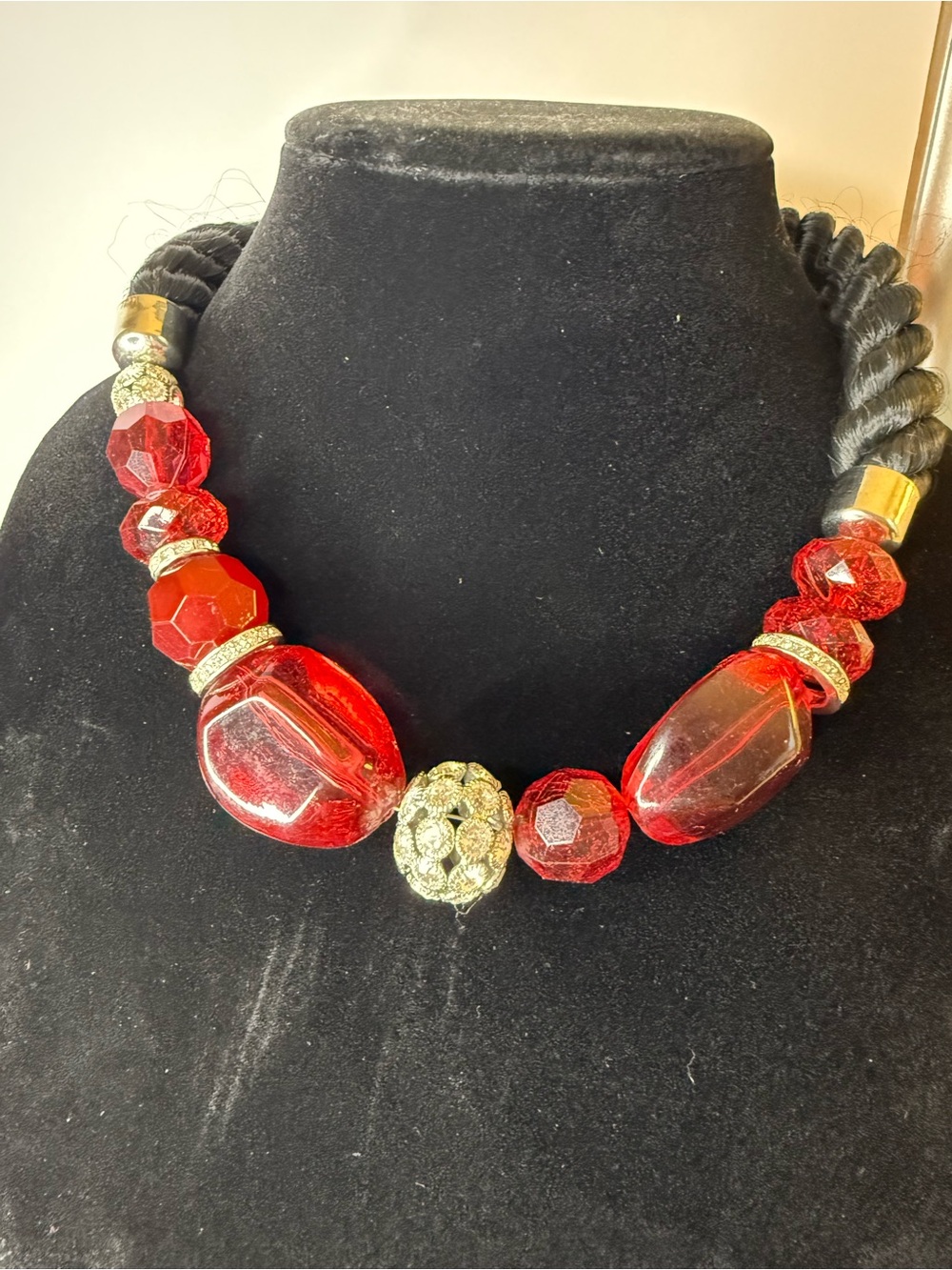 Chunky Red & Black Statement Necklace
